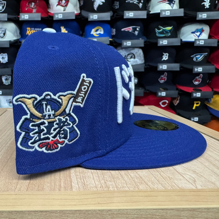 Los Angeles Dodgers Fitted New Era 59Fifty Samurai Kanji 2025 WS Champions Blue Cap Hat Grey UV - THE 4TH QUARTER