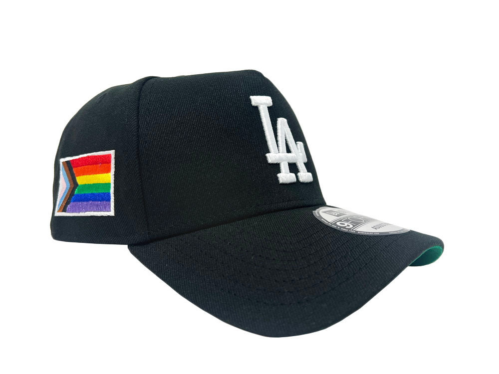 Los Angeles Dodgers Snapback 9Forty New Era A-Frame Pride Flag Cap Hat Black - THE 4TH QUARTER