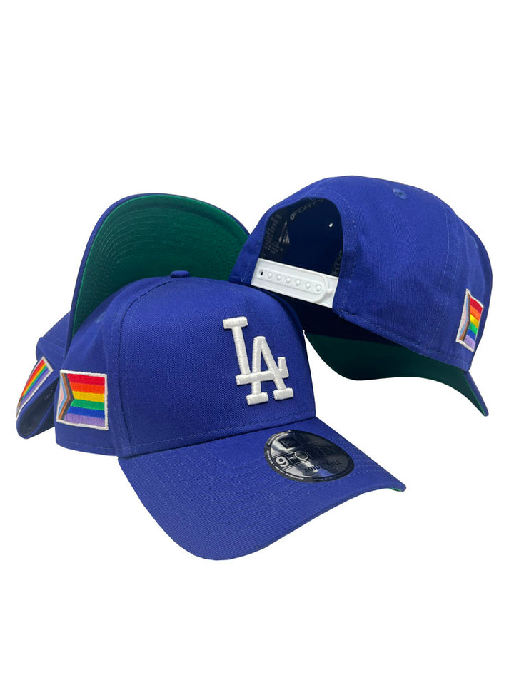 Los Angeles Dodgers Snapback 9Forty New Era A-Frame Pride Flag Cap Hat Blue - THE 4TH QUARTER