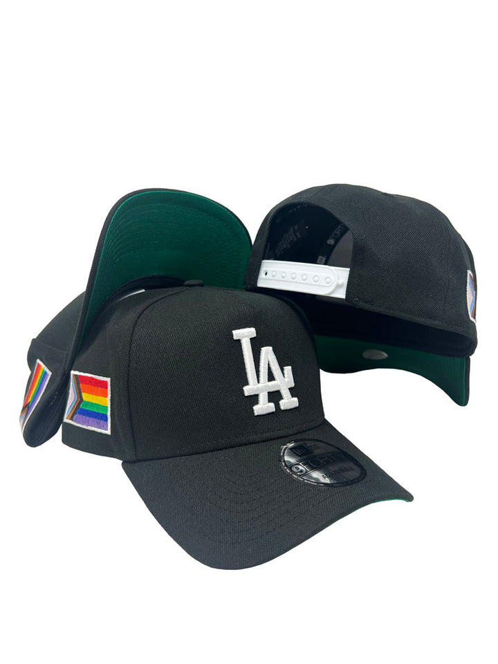 Los Angeles Dodgers Snapback 9Forty New Era A-Frame Pride Flag Cap Hat Black - THE 4TH QUARTER