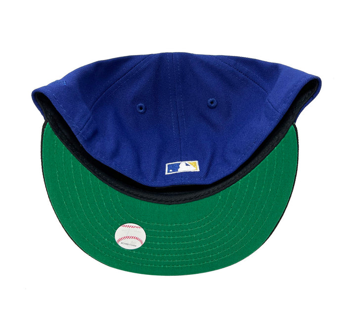 Los Angeles Dodgers New Era Fitted 59Fifty Gold Wordmark Blue Black Cap Hat Green UV - THE 4TH QUARTER