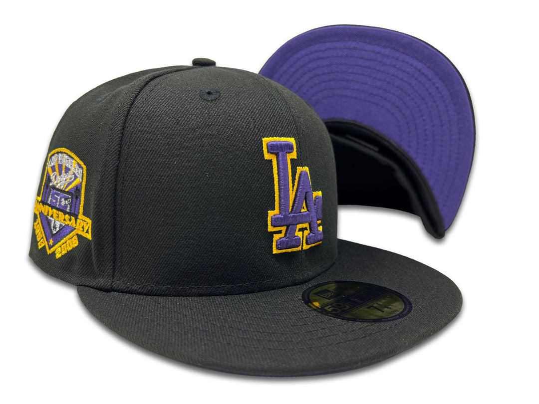 Los Angeles Dodgers New Era Fitted 59Fifty 50th Anniversary Black Cap Hat Purple UV - THE 4TH QUARTER