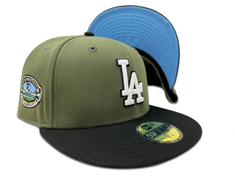 Dodgers Fitted New Era 59Fifty 50th Stadium Ann. Olive Black Cap Hat Sky UV