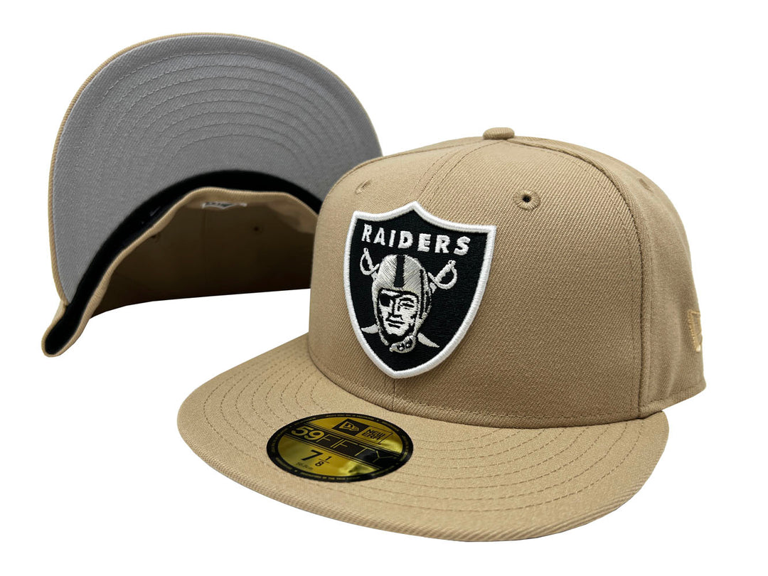 Oakland Raiders Fitted New Era 59Fifty Camel Cap Hat - THE 4TH QUARTER