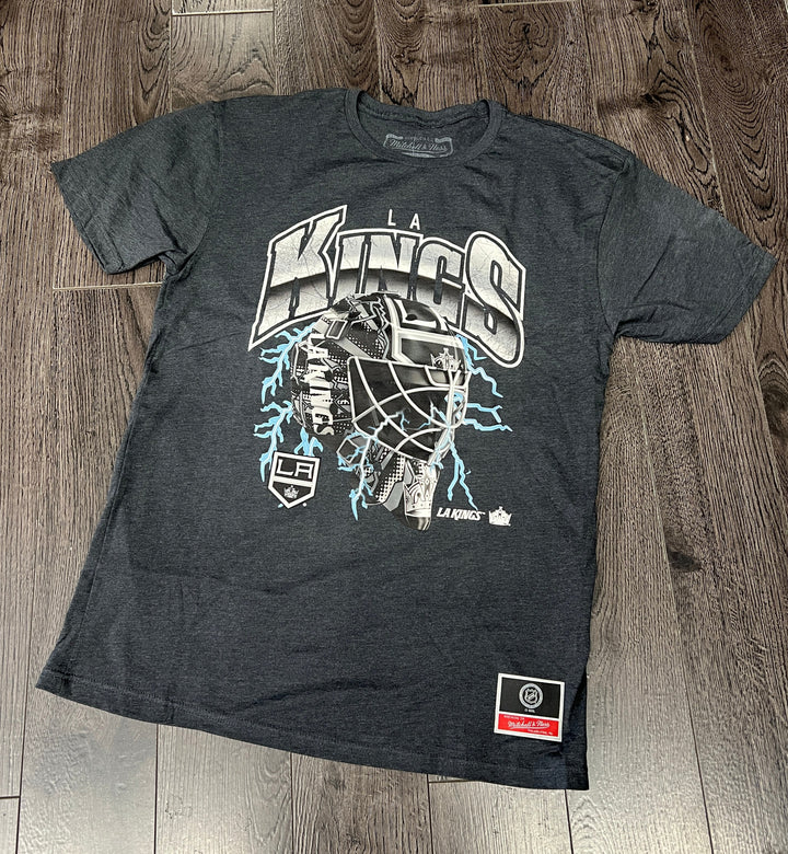 Los Angeles Kings Mens T-Shirt Mitchell &amp; Ness Crease Lightning Tee Charcoal - THE 4TH QUARTER