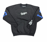 Los Angeles Dodgers Mens Sweatshirt Pro Standard Drop Shoulder Blue Wingspan Crew Neck Fleece Black