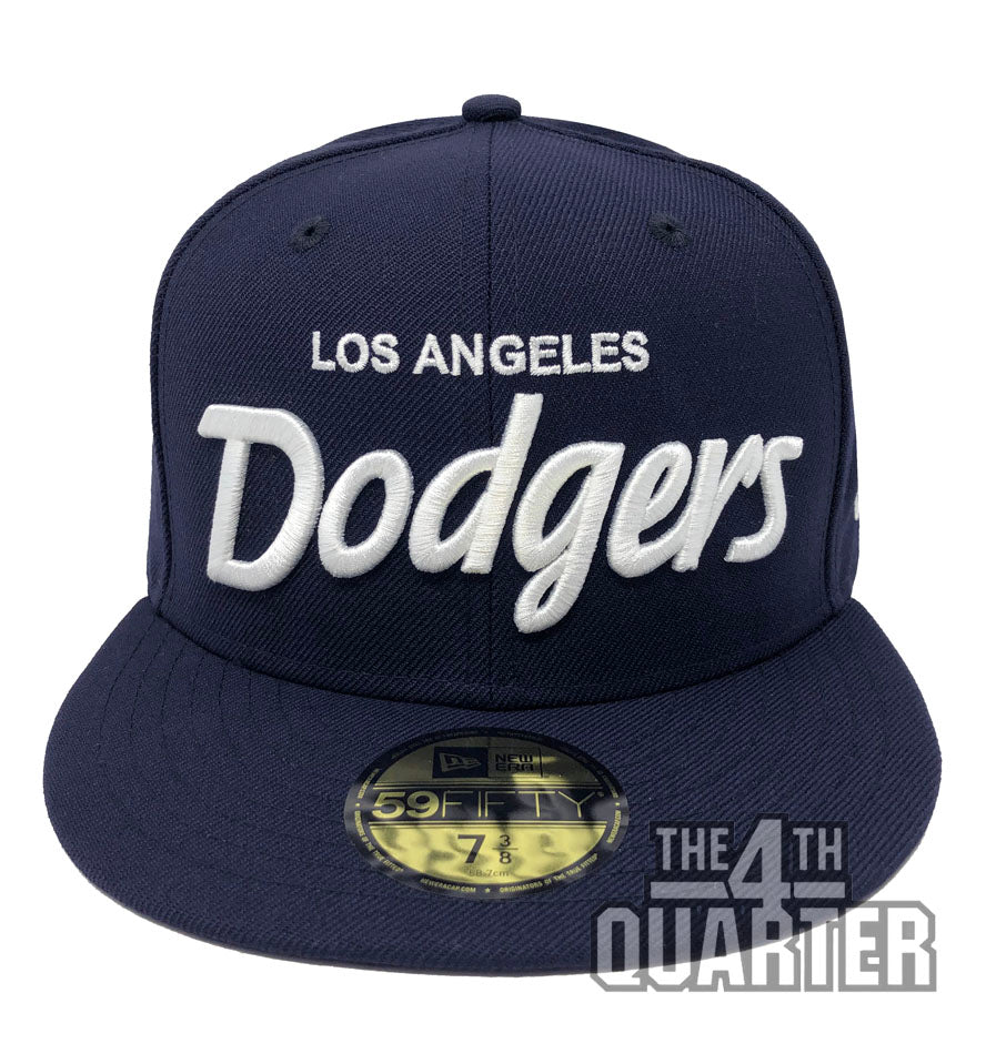 Los Angeles Dodgers Fitted New Era 59Fifty Script Navy Hat Grey UV - THE 4TH QUARTER