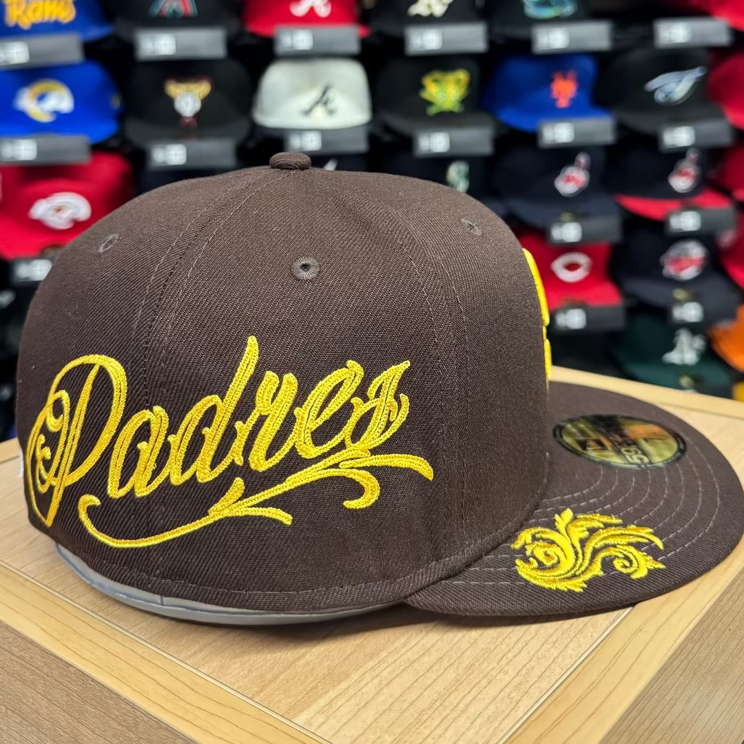San Diego Padres Fitted New Era 59FIFTY Mariachi Script Brown Cap Hat - THE 4TH QUARTER