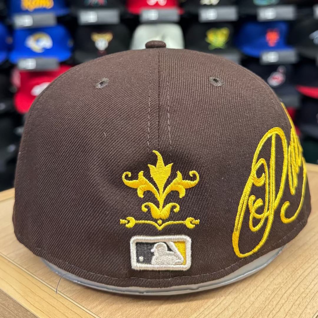 San Diego Padres Fitted New Era 59FIFTY Mariachi Script Brown Cap Hat - THE 4TH QUARTER