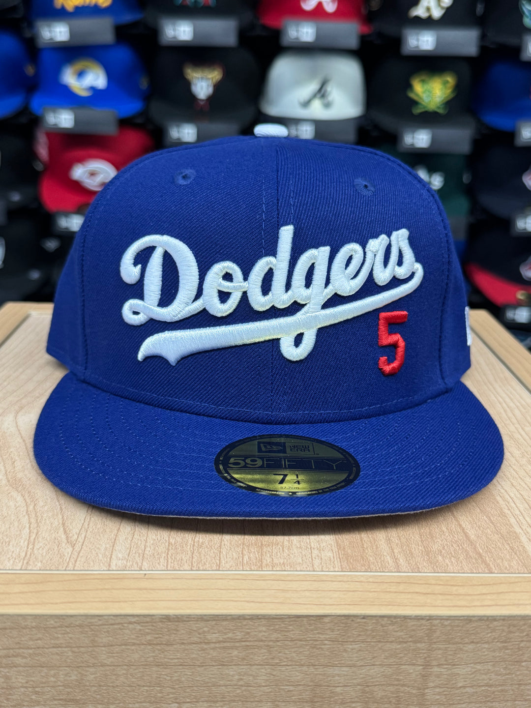 Los Angeles Dodgers Fitted New Era 59Fifty Wordmark #5 Freeman Blue Cap Hat Grey UV - THE 4TH QUARTER