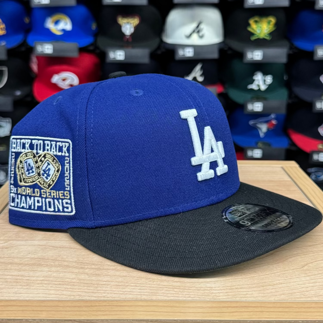 Los Angeles Dodgers Snapback New Era 9Fifty Champions Back to Back Rings Blue Black Cap Hat Green UV - THE 4TH QUARTER