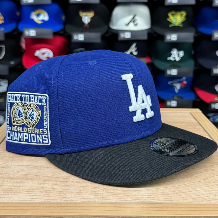 Los Angeles Dodgers Snapback New Era 9Fifty Champions Back to Back Rings Blue Black Cap Hat Green UV - THE 4TH QUARTER
