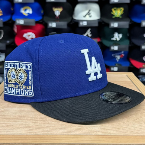 Los Angeles Dodgers Snapback New Era 9Fifty Champions Back to Back Rings Blue Black Cap Hat Green UV - THE 4TH QUARTER