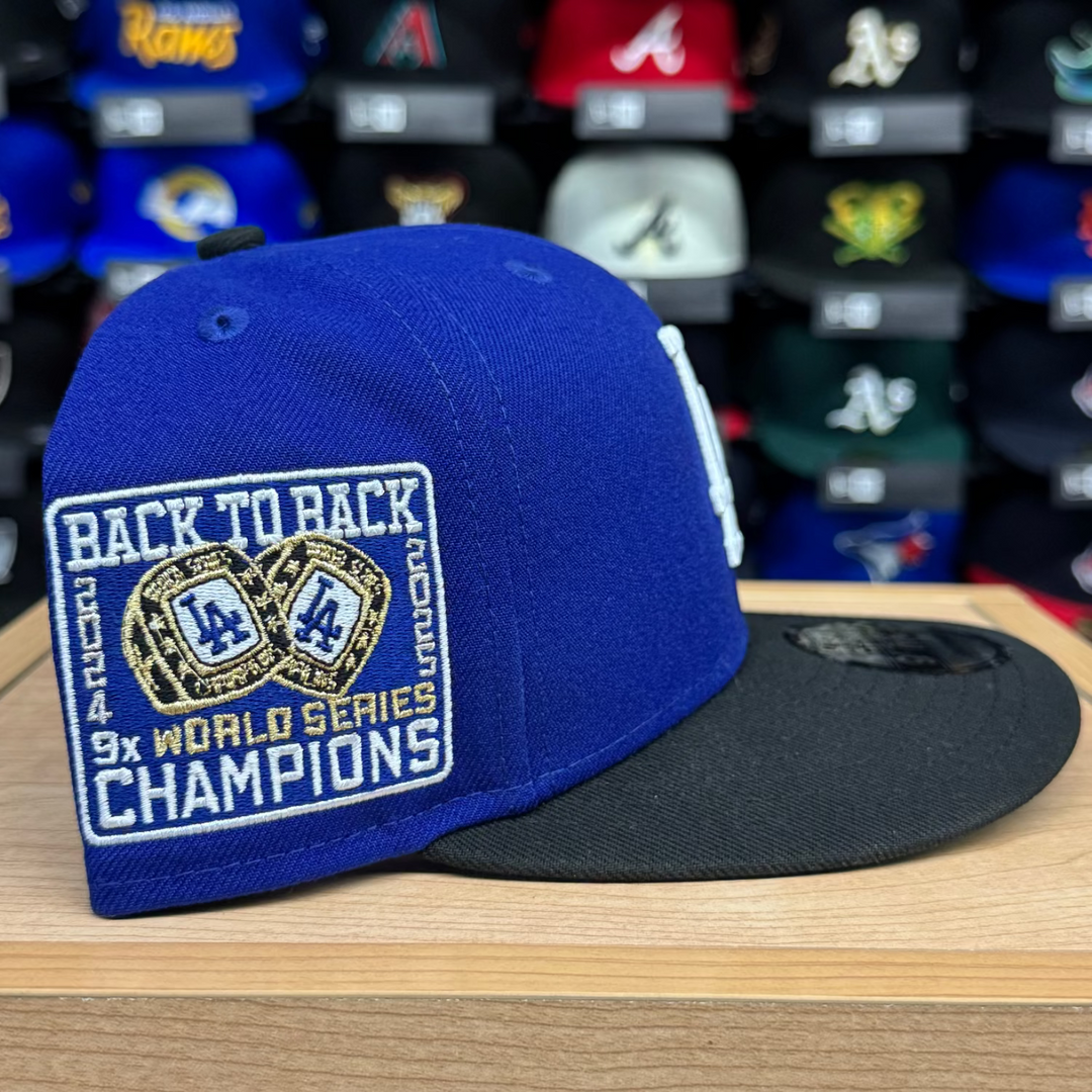 Los Angeles Dodgers Snapback New Era 9Fifty Champions Back to Back Rings Blue Black Cap Hat Green UV - THE 4TH QUARTER