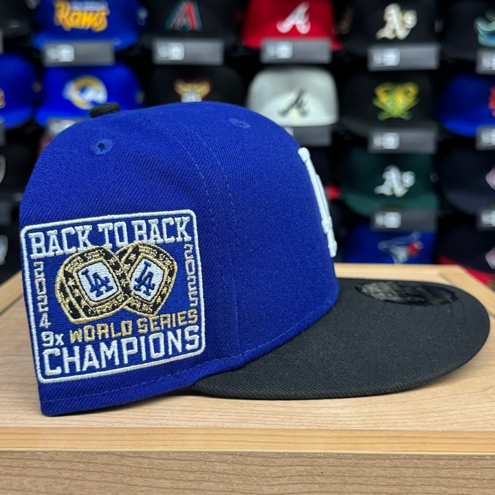 Los Angeles Dodgers Snapback New Era 9Fifty Champions Back to Back Rings Blue Black Cap Hat Green UV - THE 4TH QUARTER