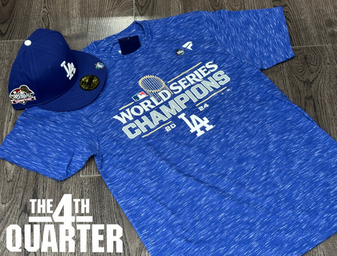 Los Angeles Dodgers Mens T-Shirt 2024 World Series Champions Locker Room Tee Blue Heather