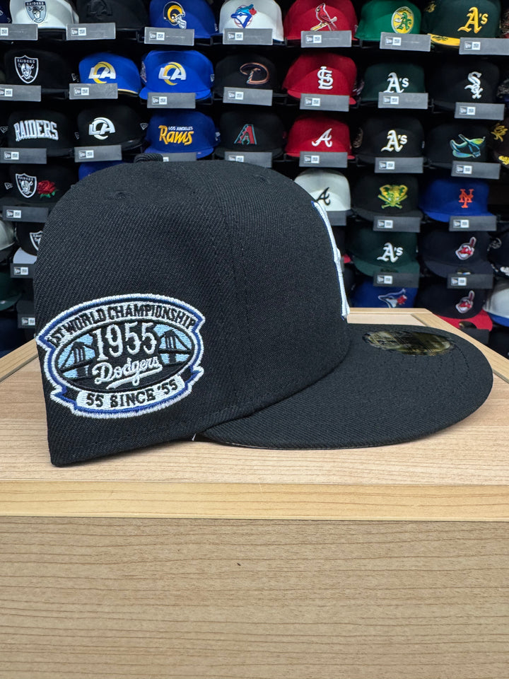 Brooklyn Dodgers Fitted New Era 59Fifty 1955 1st World Series Black Cap Hat Grey UV - THE 4TH QUARTER