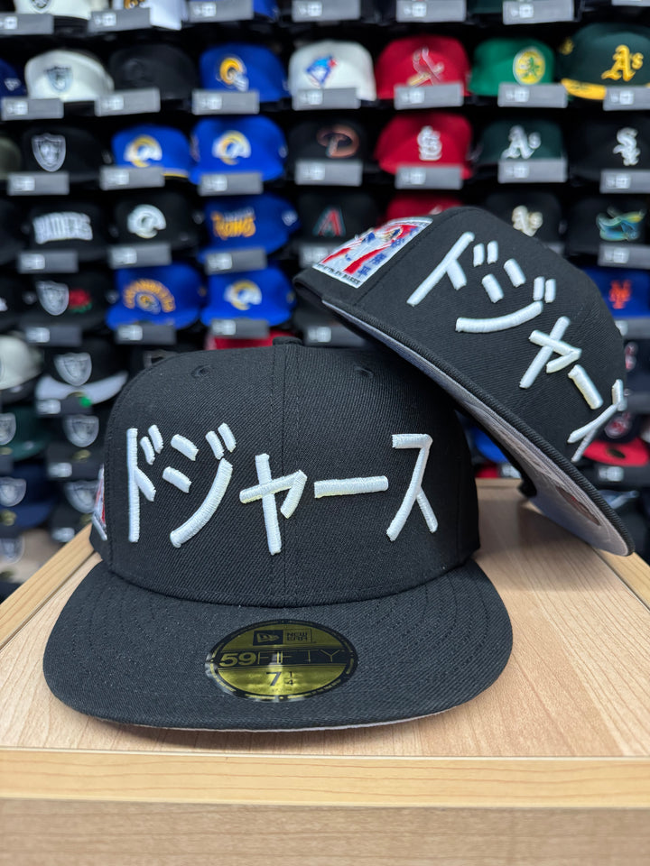 Los Angeles Dodgers Fitted New Era 59Fifty 50/50 Ohtani Kanji Black Cap Hat Grey UV - THE 4TH QUARTER