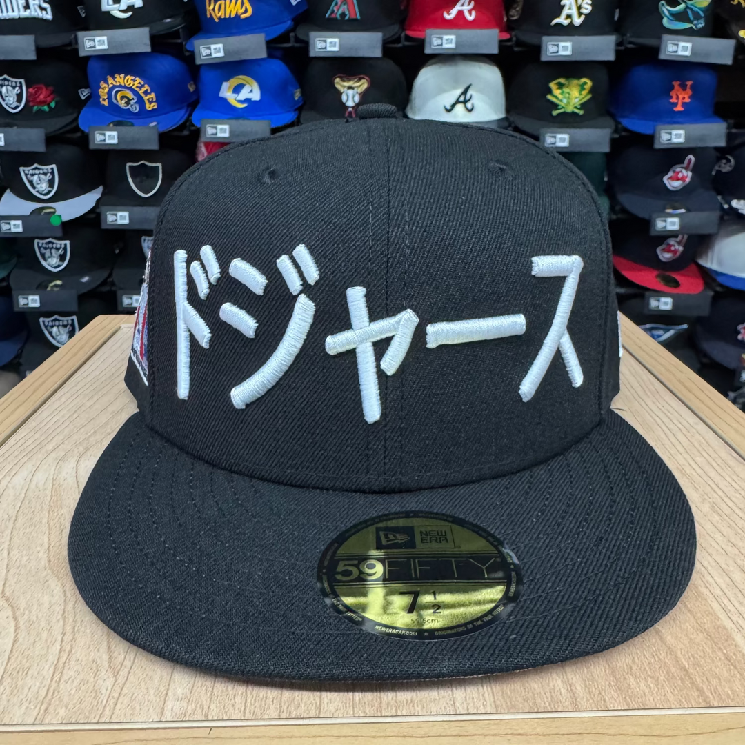 Los Angeles Dodgers Fitted New Era 59Fifty 50/50 Ohtani Kanji Black Cap Hat Grey UV - THE 4TH QUARTER