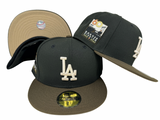Los Angeles Dodgers Fitted New Era 59Fifty Ivory Logo Black Brown 60th Anniversary Hat Cap