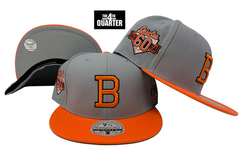 Baltimore Orioles Mitchell & Ness Fitted Bases Loaded Coop Cap Hat Grey UV