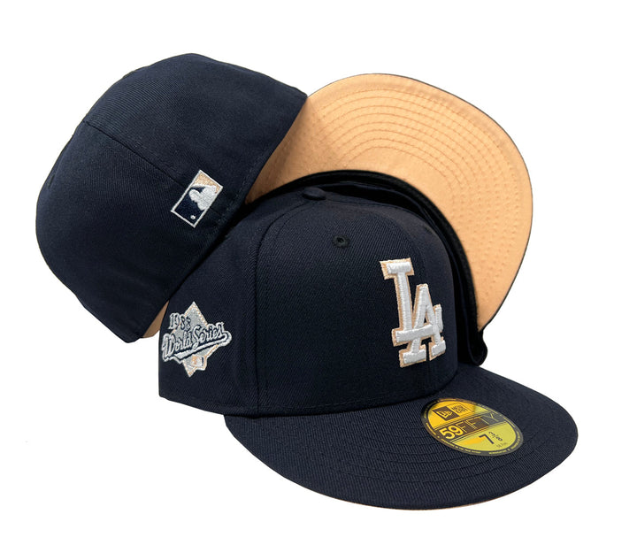 Dodgers Fitted New Era 59Fifty 88 World Series Navy Hat Cap Peach UV - THE 4TH QUARTER