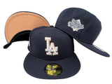 Dodgers Fitted New Era 59Fifty 88 World Series Navy Hat Cap Peach UV