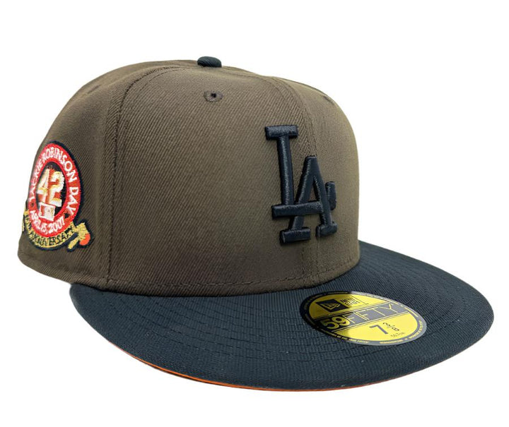 Dodgers New Era 59Fifty Fitted Brown Black Jackie 60th Hat Cap Copper UV - THE 4TH QUARTER