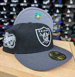 Raiders Fitted New Era 59Fifty 98 Draft Black Graphite Grey Hat Cap Grey UV