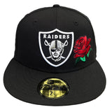 Raiders Fitted New Era 59Fifty Red Rose Black Cap Hat Grey UV