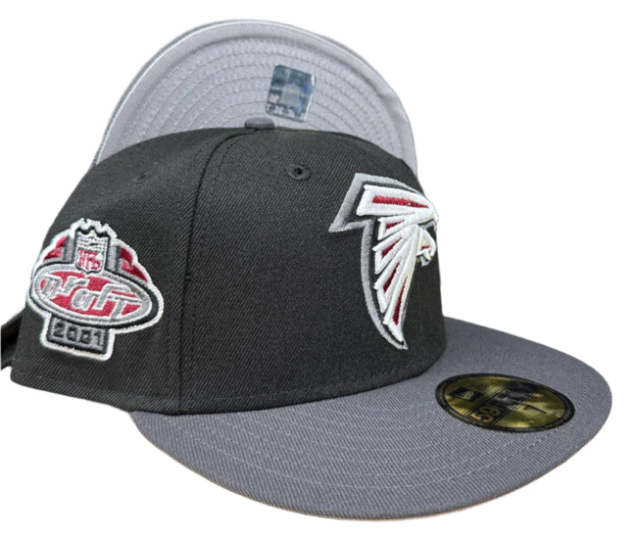 Atlanta Falcons Fitted New Era 59Fifty 2001 Draft Black Graphite Grey Hat Cap Grey UV - THE 4TH QUARTER
