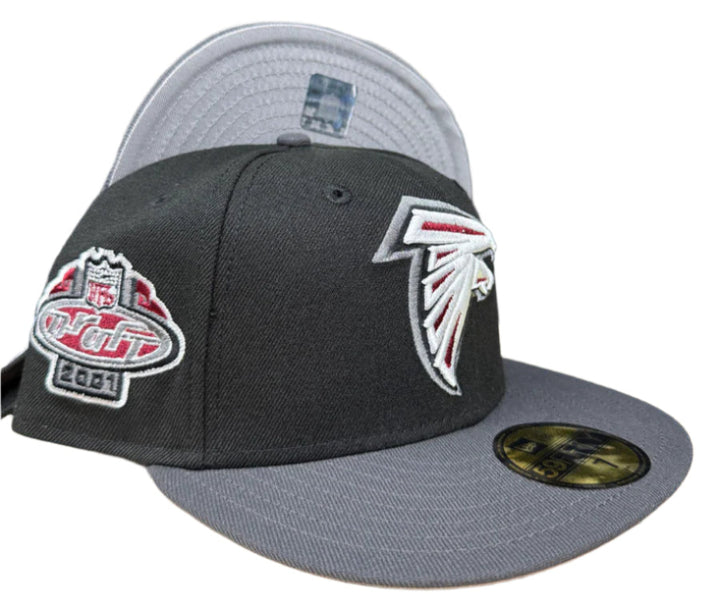 Atlanta Falcons Fitted New Era 59Fifty 2001 Draft Black Graphite Grey Hat Cap Grey UV - THE 4TH QUARTER