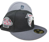 Atlanta Falcons Fitted New Era 59Fifty 2001 Draft Black Graphite Grey Hat Cap Grey UV