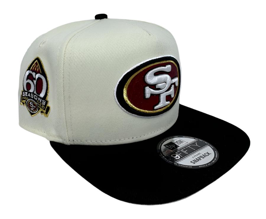 San Francisco 49ers Snapback 9Fifty New Era A-Frame Chrome Black 60th Anni Cap Hat Grey UV - THE 4TH QUARTER