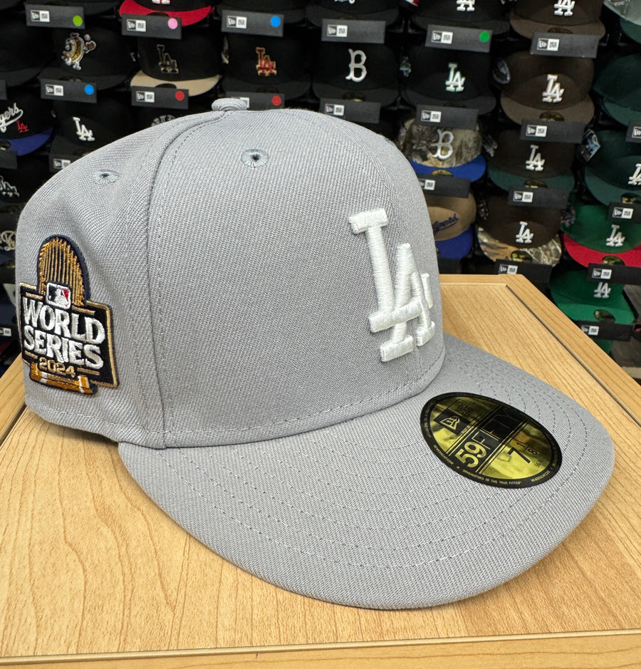 Los Angeles Dodgers Fitted New Era 59Fifty 2024 World Series Grey Cap Hat - THE 4TH QUARTER