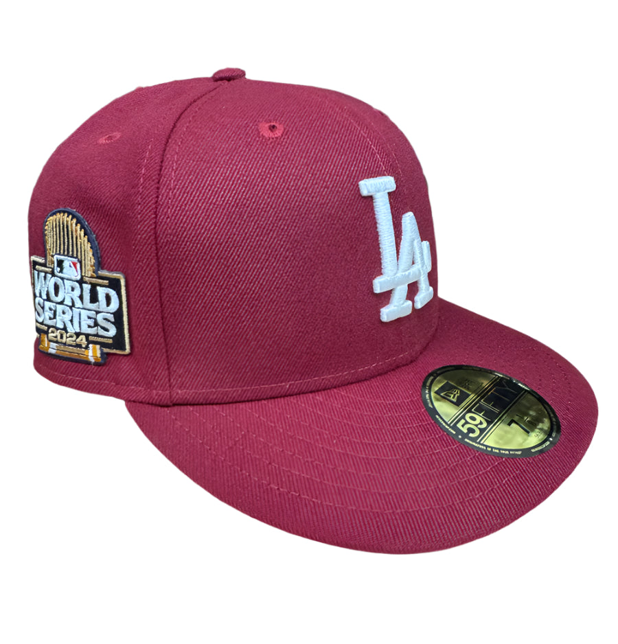 Los Angeles Dodgers Fitted New Era 59Fifty 2024 World Series Burgundy Cap Hat - THE 4TH QUARTER