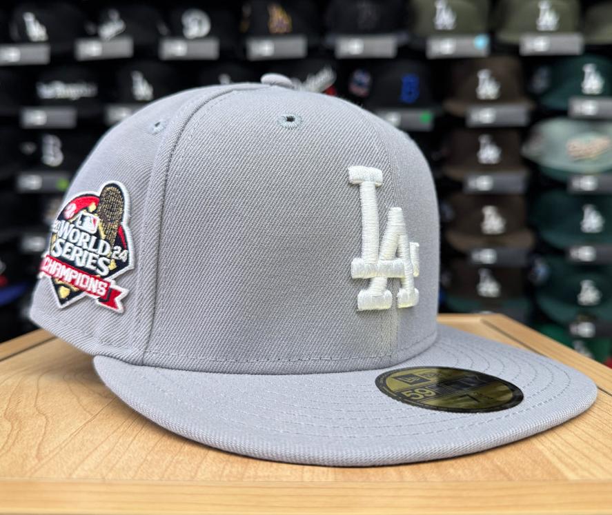 Los Angeles Dodgers Fitted New Era 59Fifty 2024 World Series Champions Grey Cap Hat - THE 4TH QUARTER