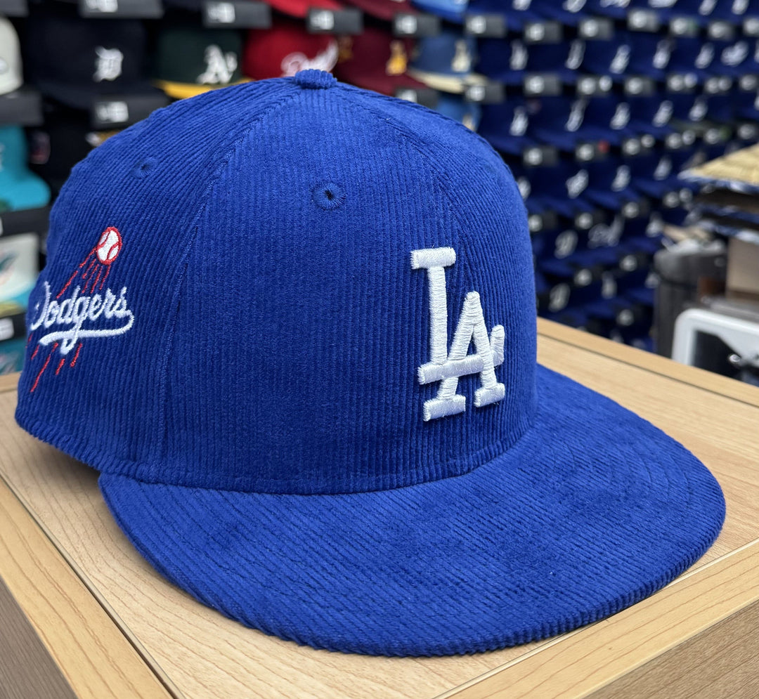 Los Angeles Dodgers Fitted New Era 59Fifty Fly Ball Blue Corduroy Cap Hat Green UV - THE 4TH QUARTER