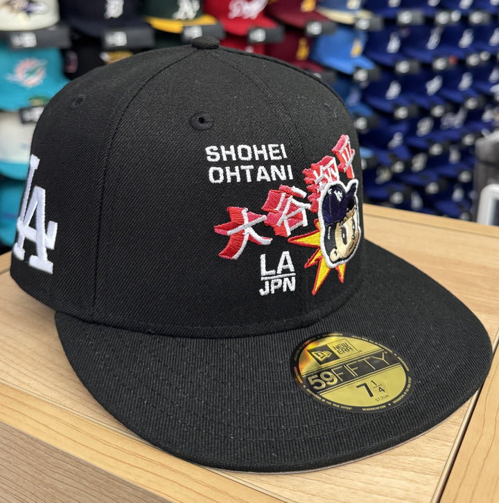 Los Angeles Dodgers Fitted New Era 59Fifty Shohei Ohtani Pop Art Black Cap Hat Grey UV - THE 4TH QUARTER