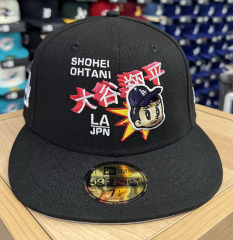 Los Angeles Dodgers Fitted New Era 59Fifty Shohei Ohtani Pop Art Black Cap Hat Grey UV