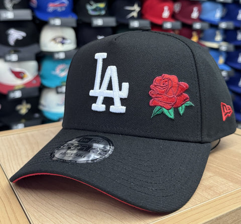 Los Angeles Dodgers Snapback 9Forty New Era A-Frame Red Rose Black Hat Cap Red UV