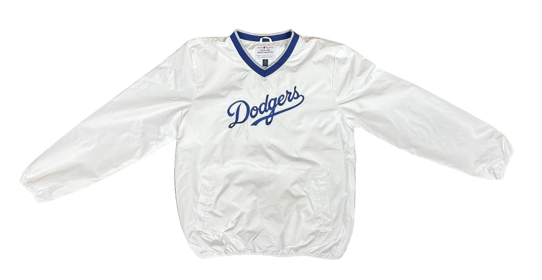 Los Angeles Dodgers Mens Crossover V-Neck G-III Jacket White - THE 4TH QUARTER