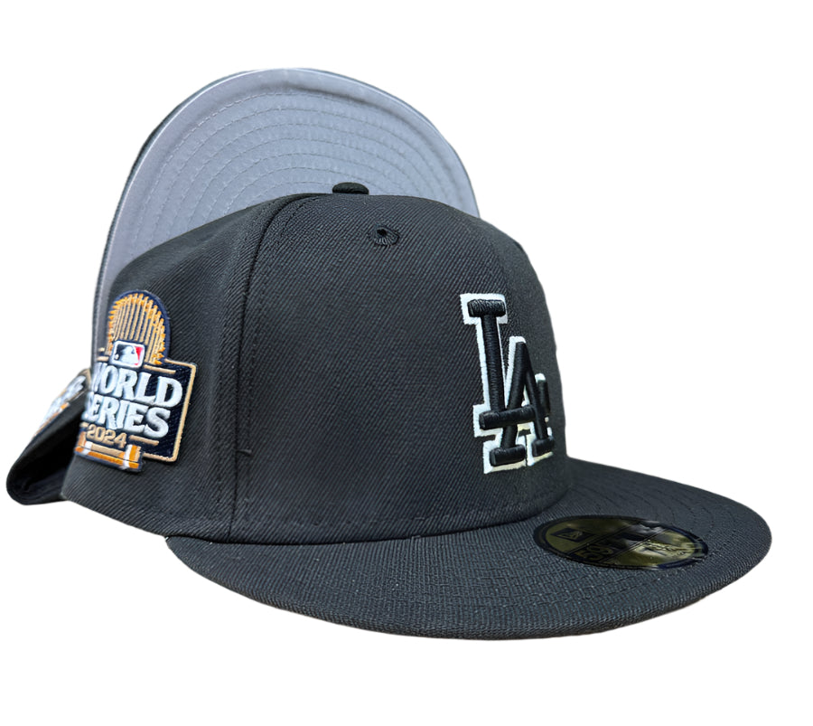 Los Angeles Dodgers Fitted New Era 59Fifty 2024 World Series Black White Outline Cap Hat - THE 4TH QUARTER