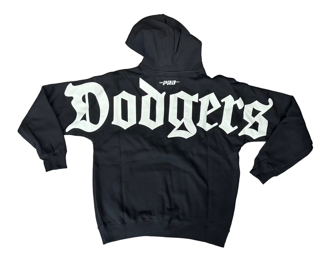 Los Angeles Dodgers Old English Mens Sweatshirt Pro Standard Wingspan Black White Hoodie - THE 4TH QUARTER