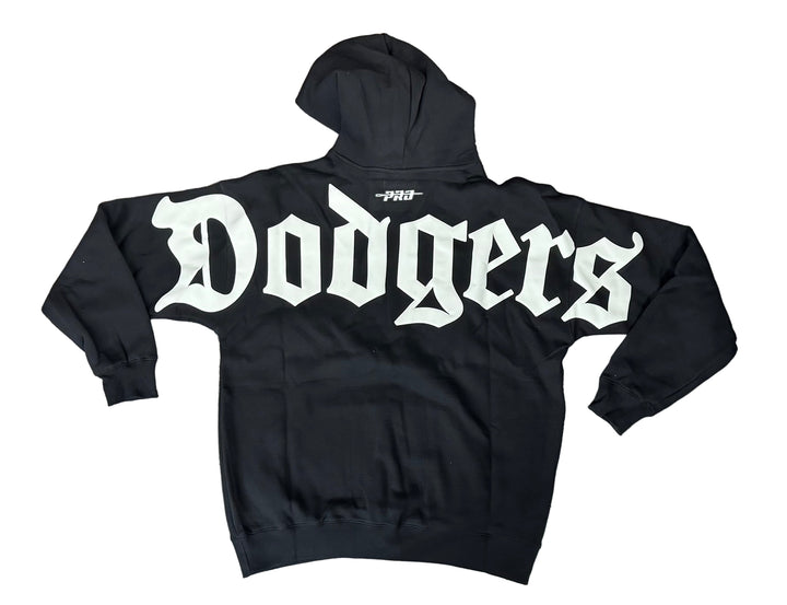 Los Angeles Dodgers Old English Mens Sweatshirt Pro Standard Wingspan Black White Hoodie - THE 4TH QUARTER
