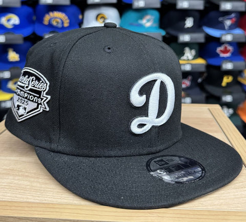 Los Angeles Dodgers Snapback New Era 2025 D Logo World Series Champions 9Fifty Adjustable Hat - Black