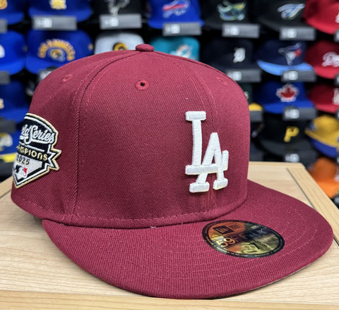 Los Angeles Dodgers New Era 2025 World Series Champions Patch 59FIFTY Fitted Hat - Burgundy