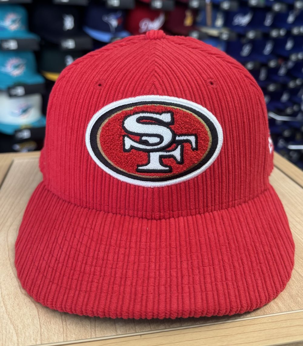 San Francisco 49ers Fitted New Era 59Fifty Chenille Pop Corduroy Cap Hat Grey UV - THE 4TH QUARTER