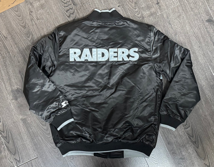 Raiders Mens Ambassador Satin Varsity Jacket BLACK - THE 4TH QUARTER