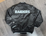 Raiders Mens Ambassador Satin Varsity Jacket BLACK